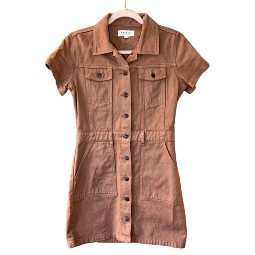 Camel Denim Shortsleeve Shirtdress